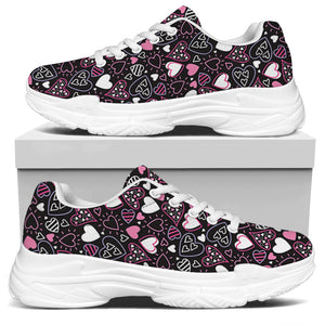 Cute Girly Heart Pattern Print White Chunky Shoes