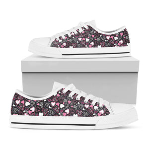 Cute Girly Heart Pattern Print White Low Top Sneakers