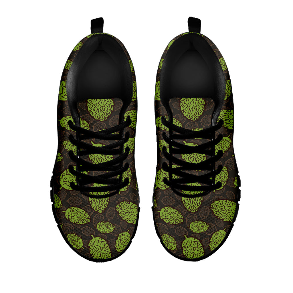 Cute Hop Cone Pattern Print Black Running Shoes