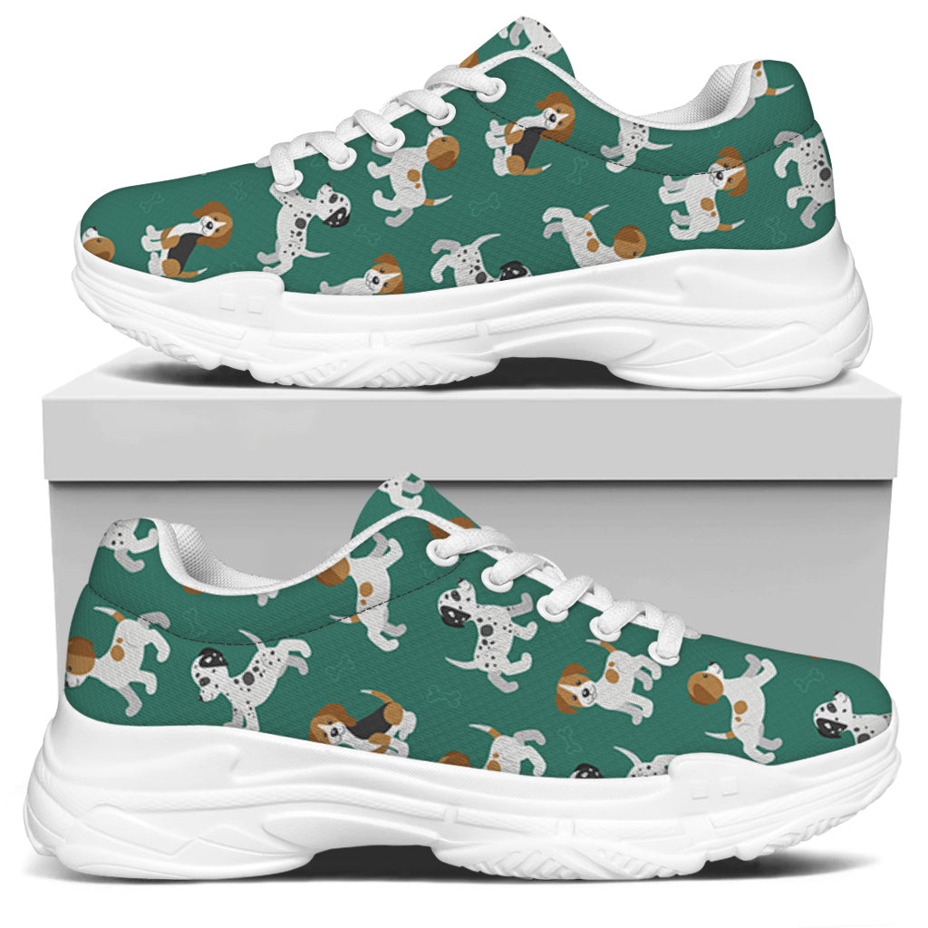 Cute Jack Russell Terrier Pattern Print White Chunky Shoes
