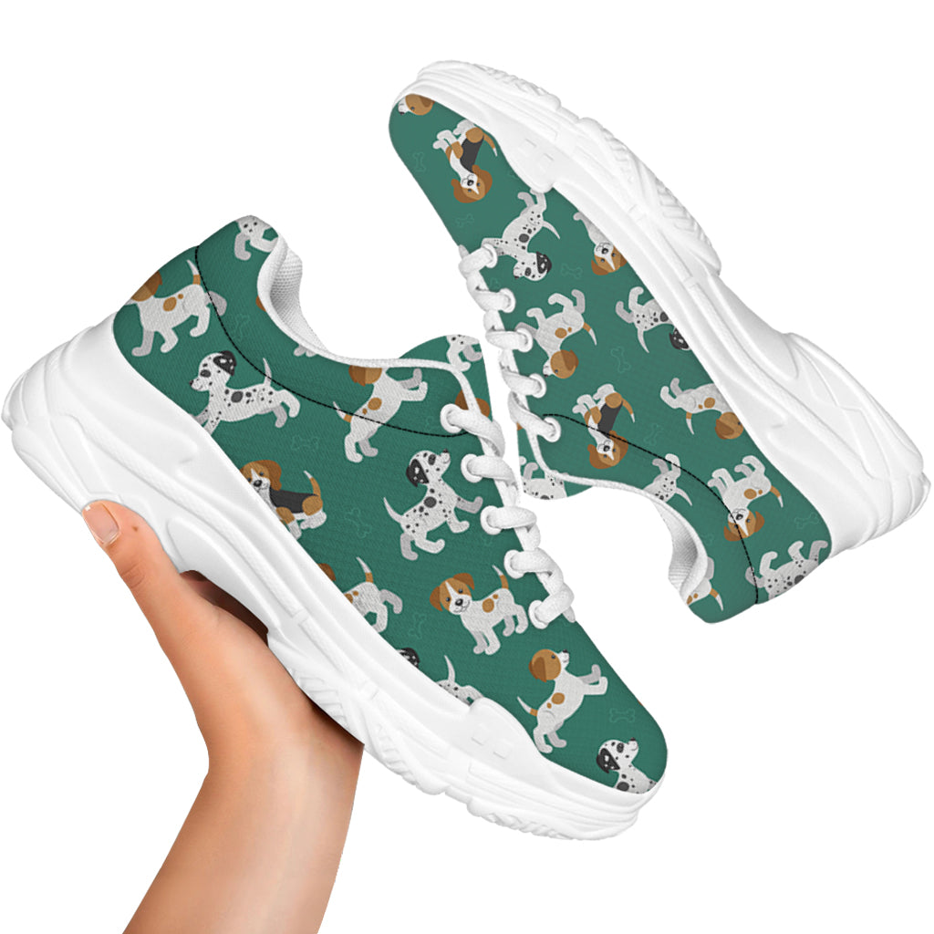 Cute Jack Russell Terrier Pattern Print White Chunky Shoes