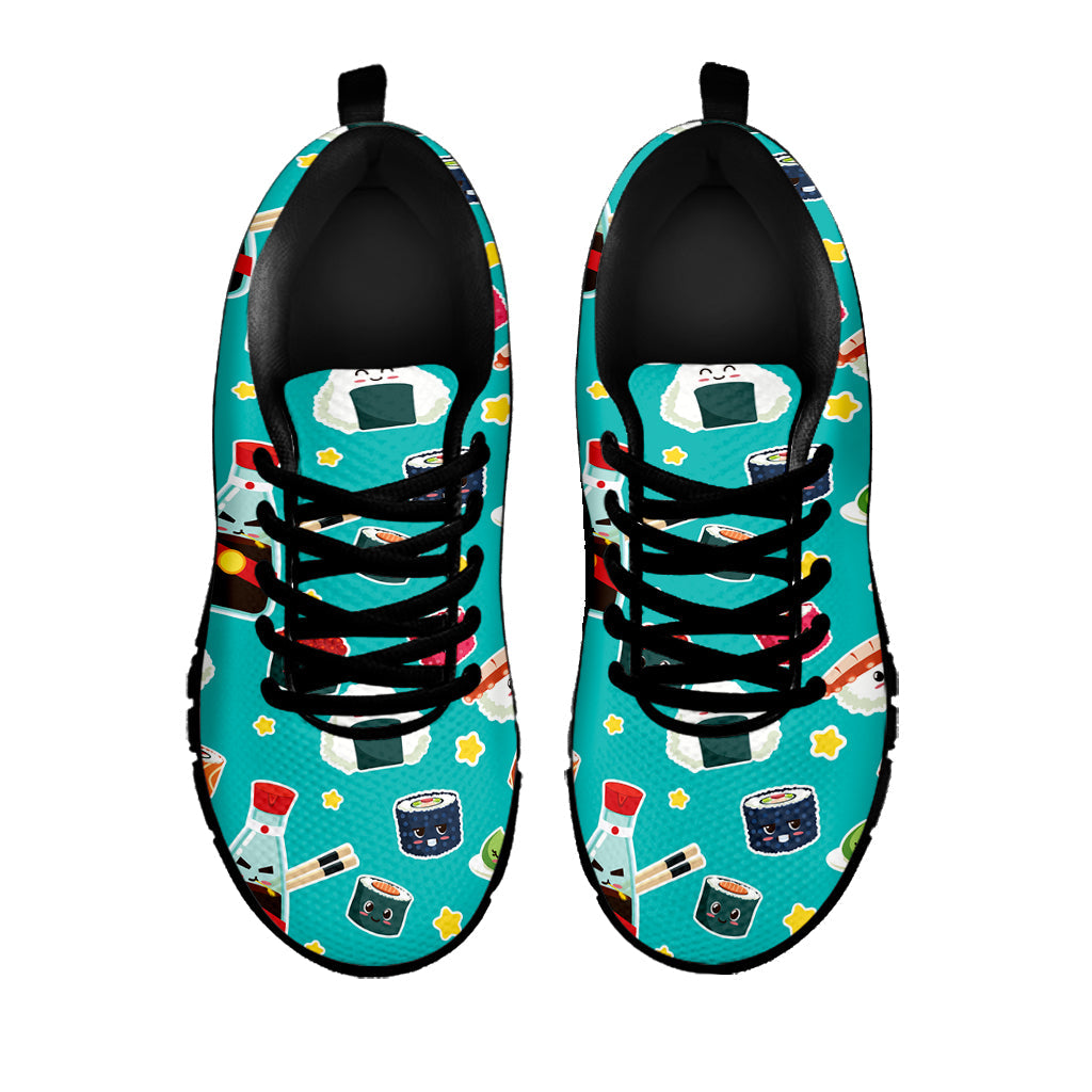 Cute Japanese Sushi Pattern Print Black Running Shoes