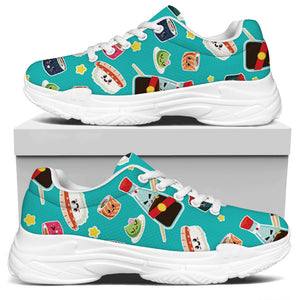 Cute Japanese Sushi Pattern Print White Chunky Shoes