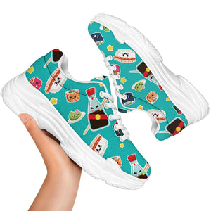 Cute Japanese Sushi Pattern Print White Chunky Shoes