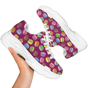 Cute Macaron Pattern Print White Chunky Shoes