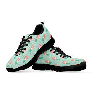 Cute Mermaid Pattern Print Black Running Shoes