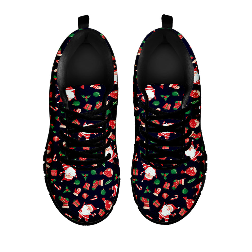Cute Merry Christmas Pattern Print Black Running Shoes
