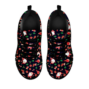 Cute Merry Christmas Pattern Print Black Running Shoes