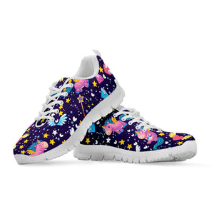 Cute Night Star Unicorn Pattern Print White Running Shoes