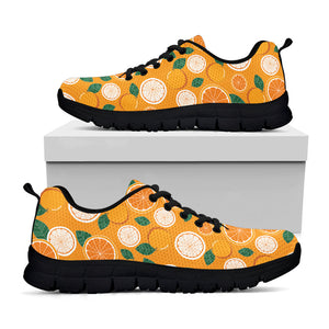 Cute Orange Fruit Pattern Print Black Running Shoes