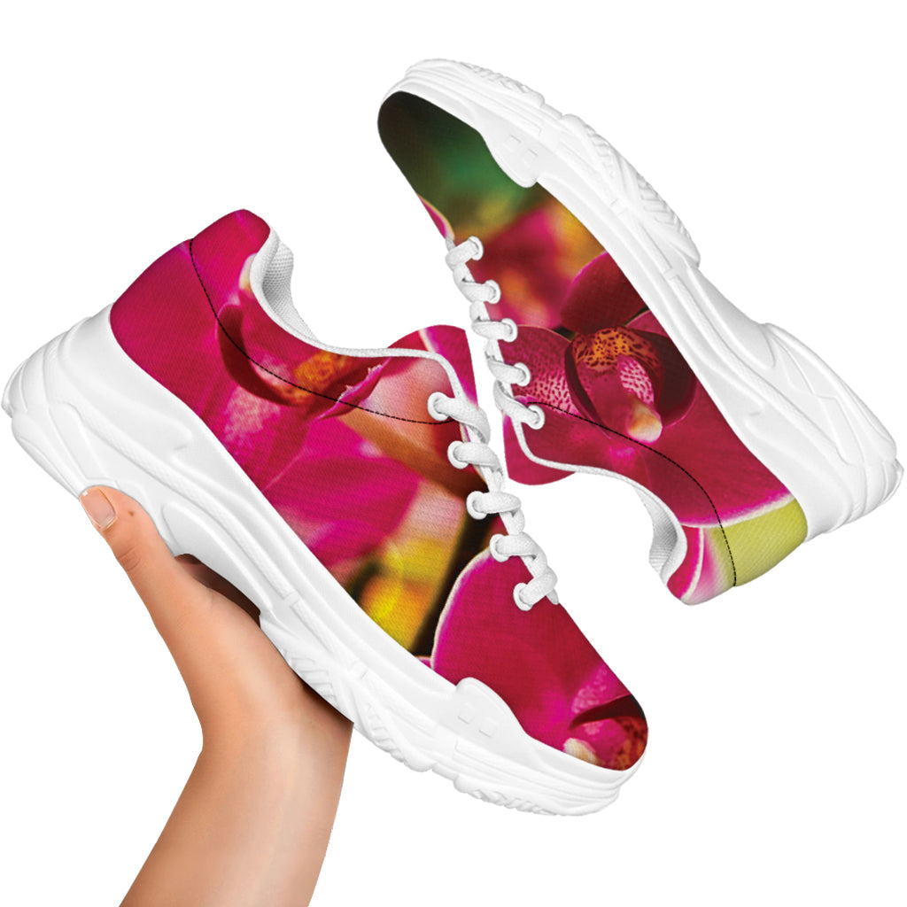 Cute Orchid Print White Chunky Shoes