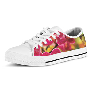 Cute Orchid Print White Low Top Sneakers