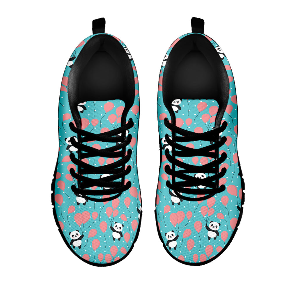Cute Panda And Balloon Pattern Print Black Running Shoes