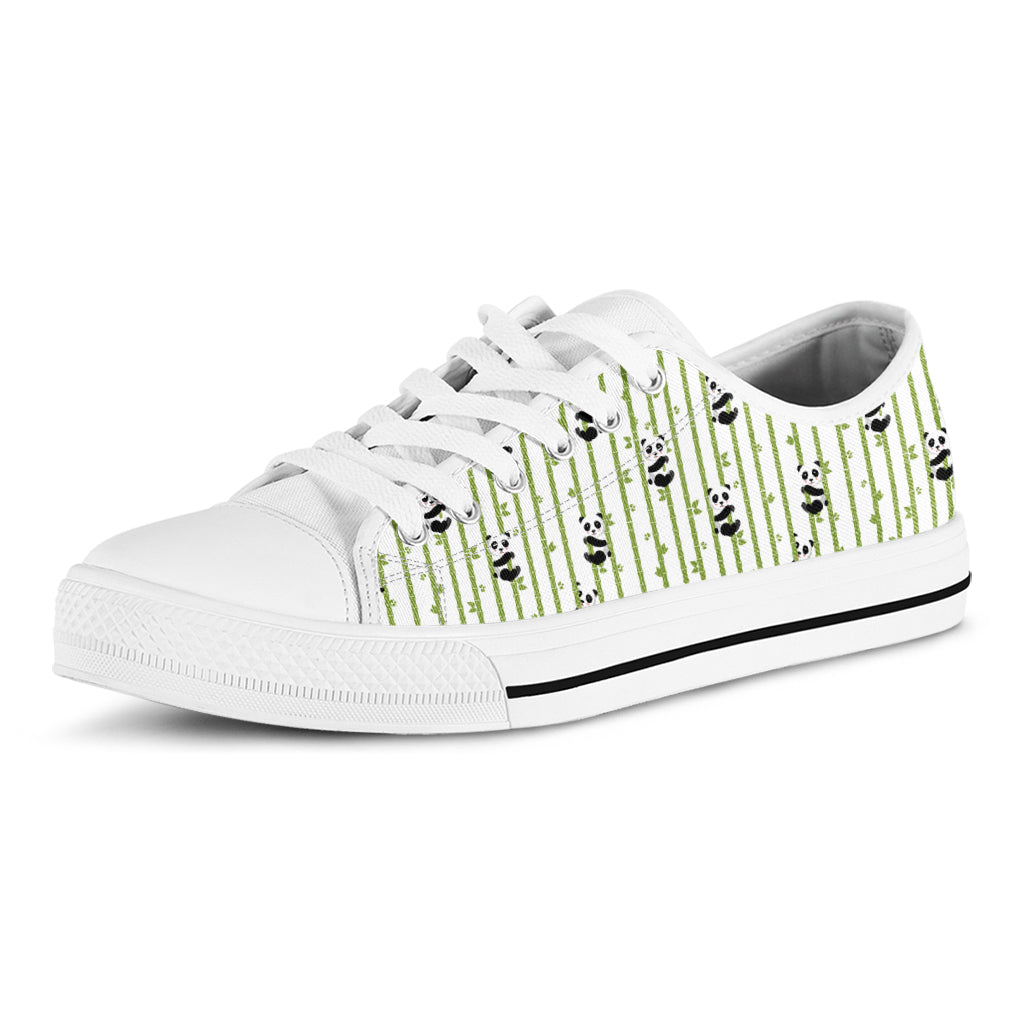 Cute Panda And Bamboo Pattern Print White Low Top Sneakers