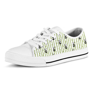Cute Panda And Bamboo Pattern Print White Low Top Sneakers