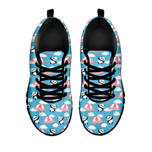 Cute Panda And Parachute Pattern Print Black Running Shoes