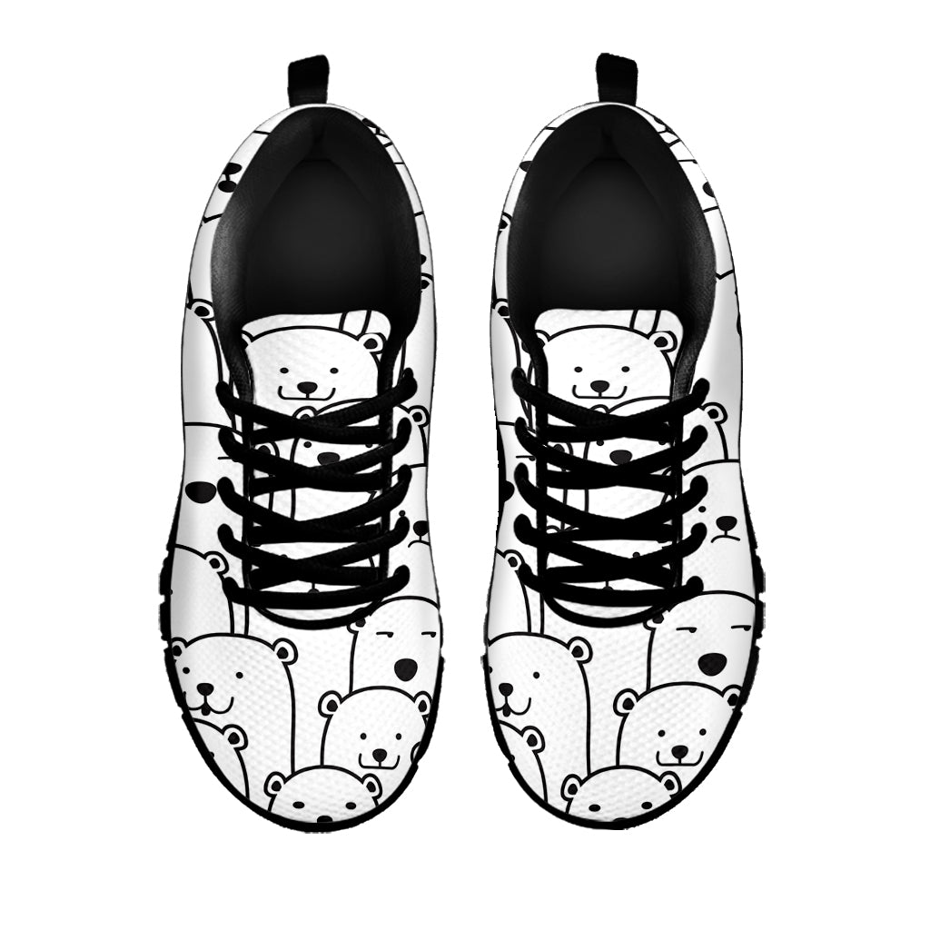 Cute Polar Bear Pattern Print Black Running Shoes
