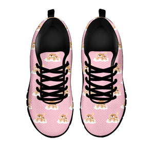 Cute Polka Dot Baby Bear Pattern Print Black Running Shoes