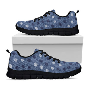 Cute Polka Dot Denim Jeans Pattern Print Black Running Shoes