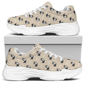 Cute Siberian Husky Pattern Print White Chunky Shoes