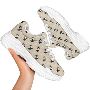 Cute Siberian Husky Pattern Print White Chunky Shoes