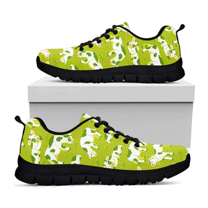 Cute Smiley Cow Pattern Print Black Running Shoes