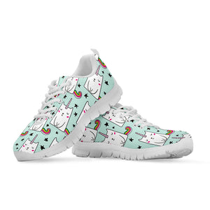 Cute Unicorn Cat Pattern Print White Running Shoes