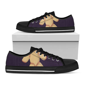 Cute Voodoo Doll Print Black Low Top Sneakers