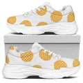 Cute Waffle Pattern Print White Chunky Shoes