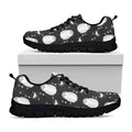 Cute White And Grey Owl Pattern Print Black Running Shoes