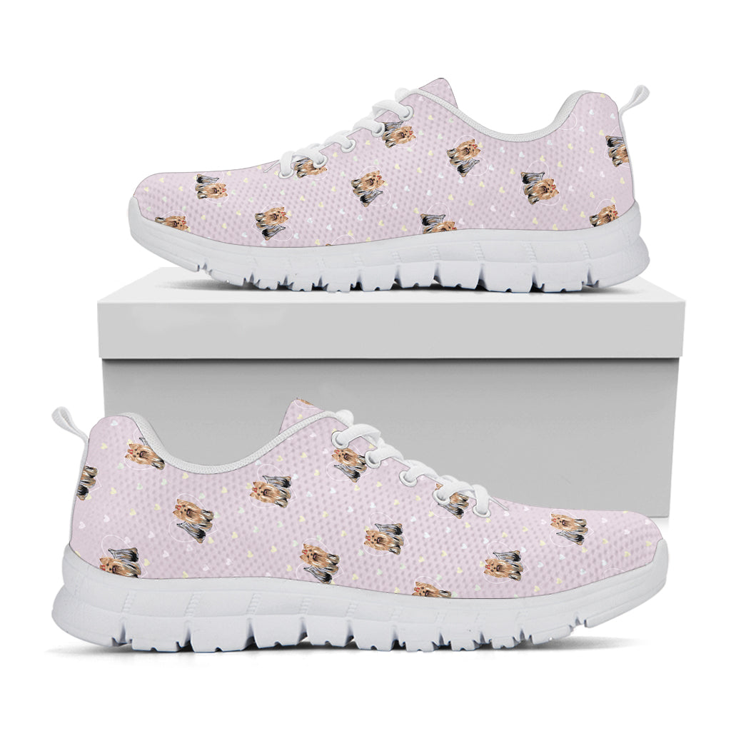 Cute Yorkshire Terrier Pattern Print White Running Shoes