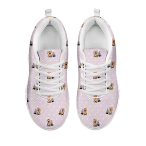 Cute Yorkshire Terrier Pattern Print White Running Shoes