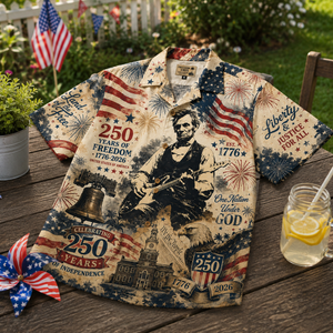 Abraham Lincoln 250 Years of Independence Hawaiian Shirt Patriotic Freedom Celebration AOP Shirt 1776–2026