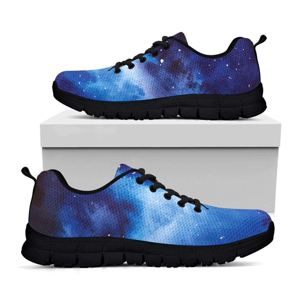 Dark Blue Galaxy Space Print Black Running Shoes