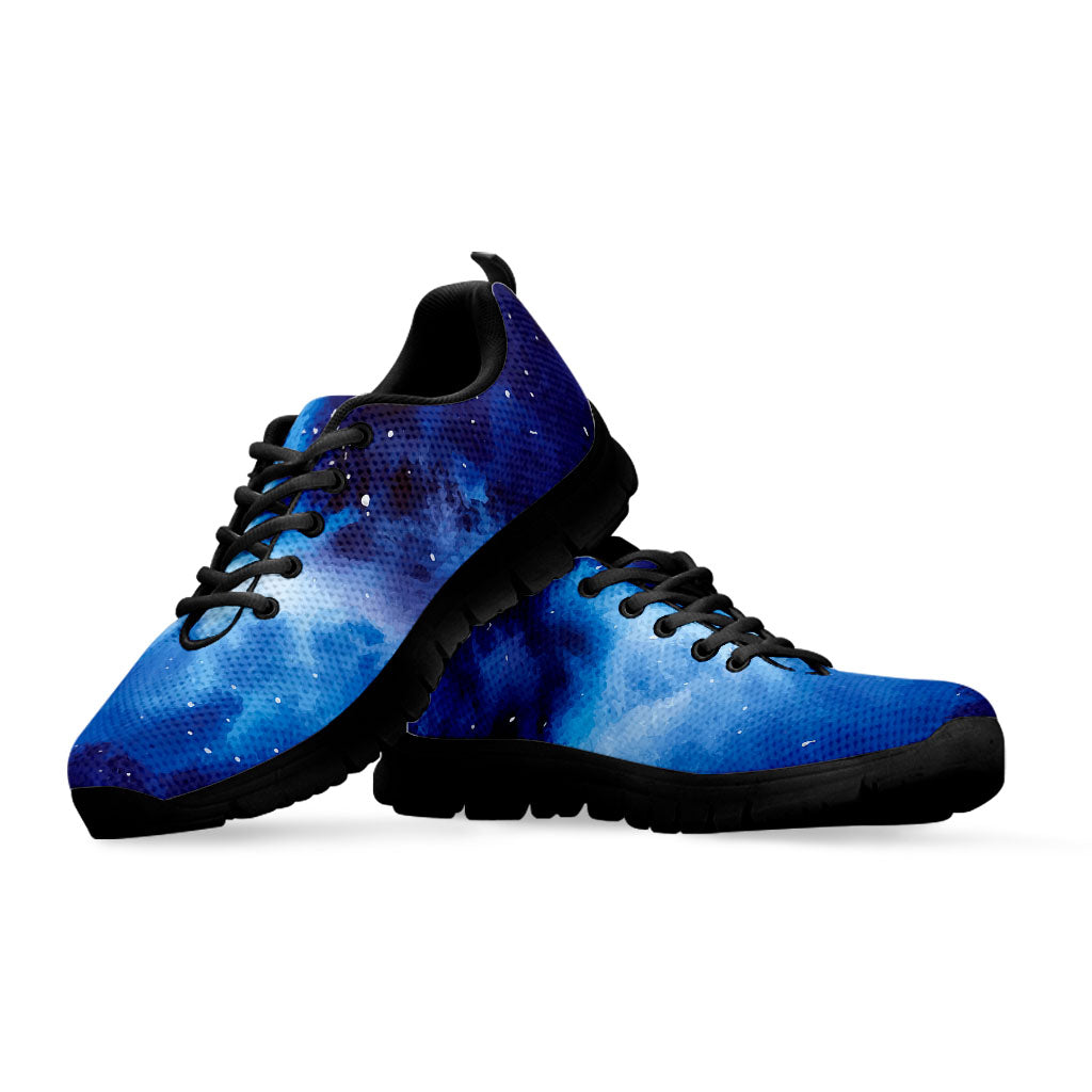 Dark Blue Galaxy Space Print Black Running Shoes