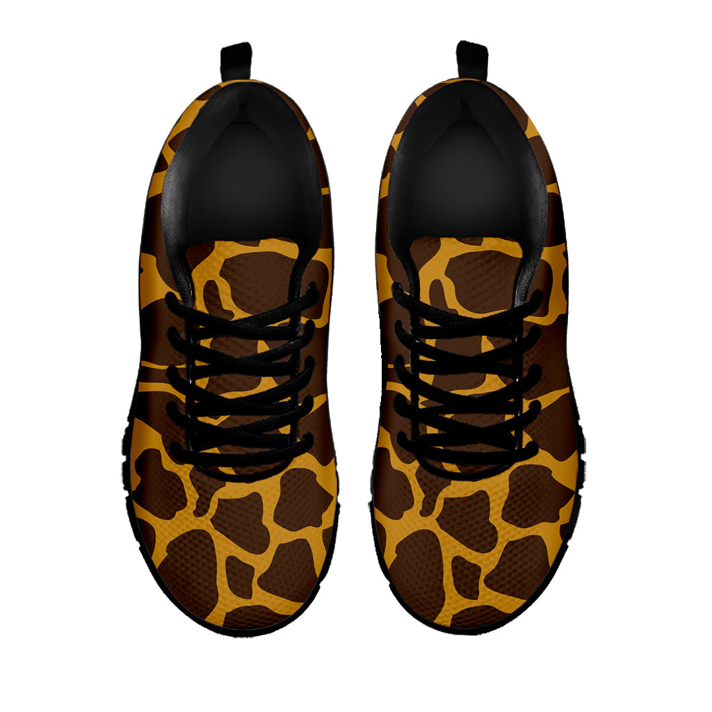 Dark Brown Cow Print Black Running Shoes