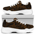 Dark Brown Western Damask Print White Chunky Shoes