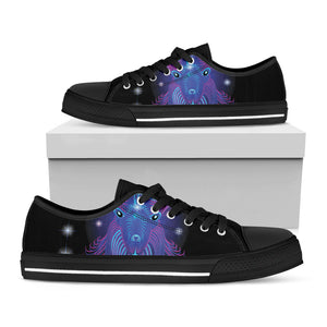 Dark Capricorn Zodiac Sign Print Black Low Top Sneakers