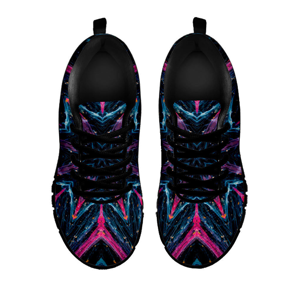 Dark Cloud Kaleidoscope Print Black Running Shoes