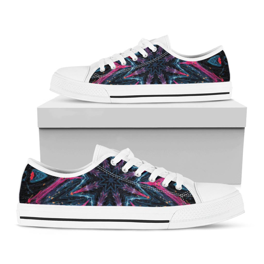 Dark Cloud Kaleidoscope Print White Low Top Sneakers
