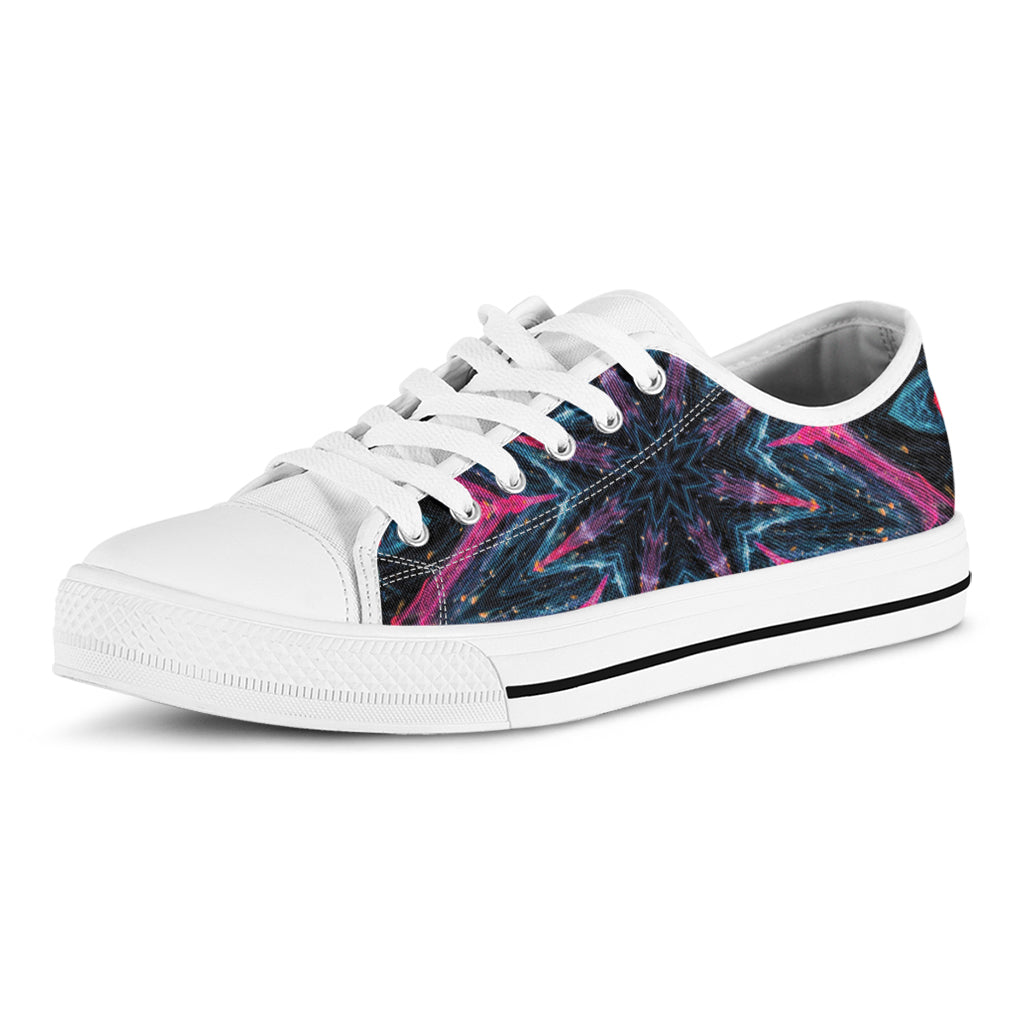 Dark Cloud Kaleidoscope Print White Low Top Sneakers