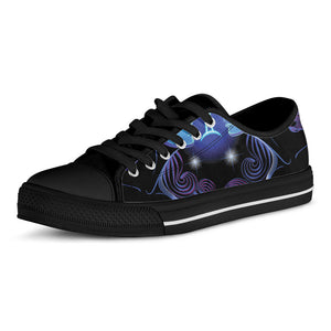 Dark Gemini Zodiac Sign Print Black Low Top Sneakers