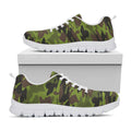 Dark Green And Black Camouflage Print White Running Shoes