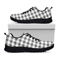 Dark Grey And White Gingham Print Black Running Shoes
