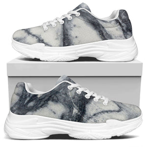 Dark Grey White Marble Print White Chunky Shoes