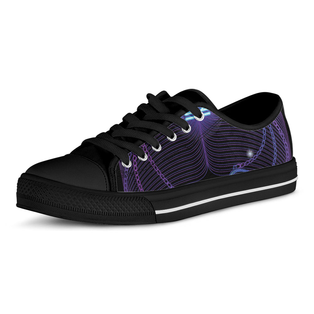 Dark Libra Zodiac Sign Print Black Low Top Sneakers