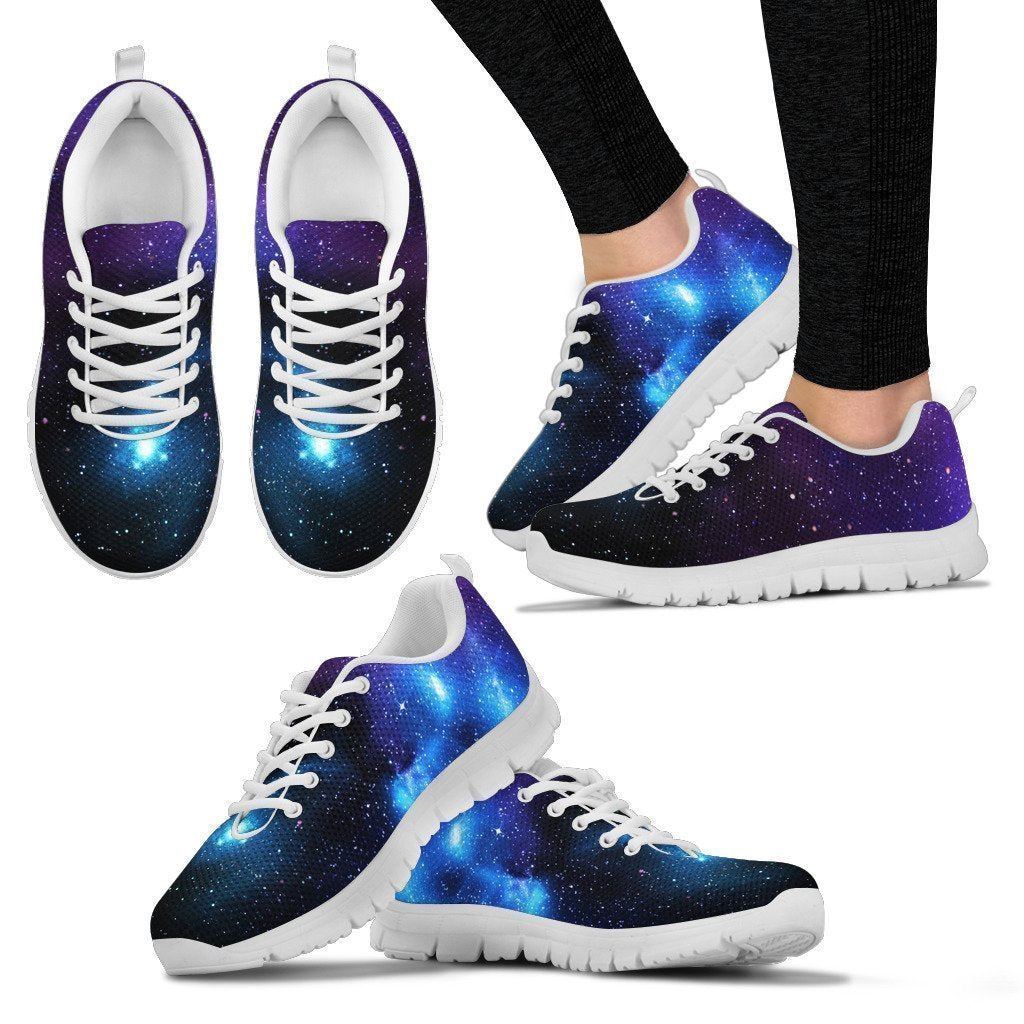 Dark Purple Blue Galaxy Space Print White Running Shoes