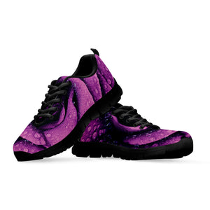 Dark Purple Rose Print Black Running Shoes