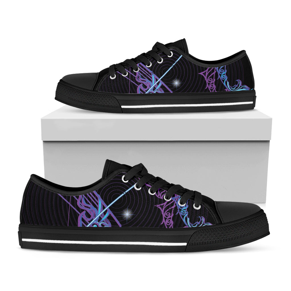 Dark Sagittarius Zodiac Sign Print Black Low Top Sneakers