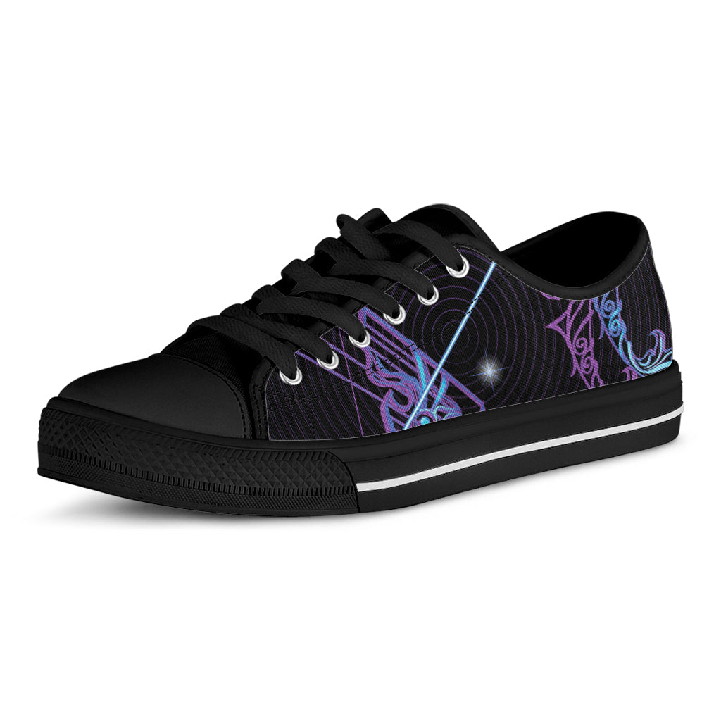 Dark Sagittarius Zodiac Sign Print Black Low Top Sneakers